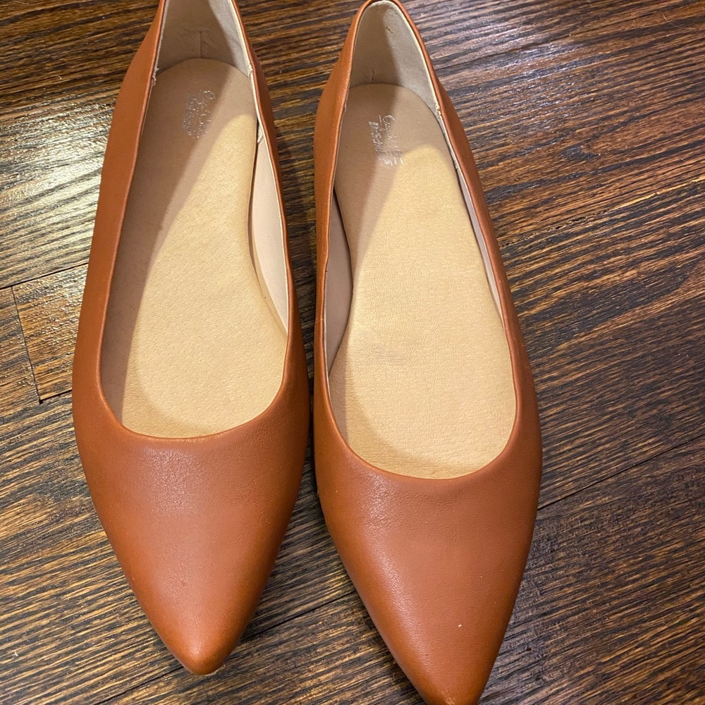 Cute Tan pointy toe flats